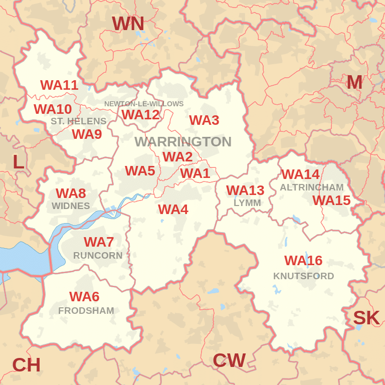 Warrington Postal Code Map